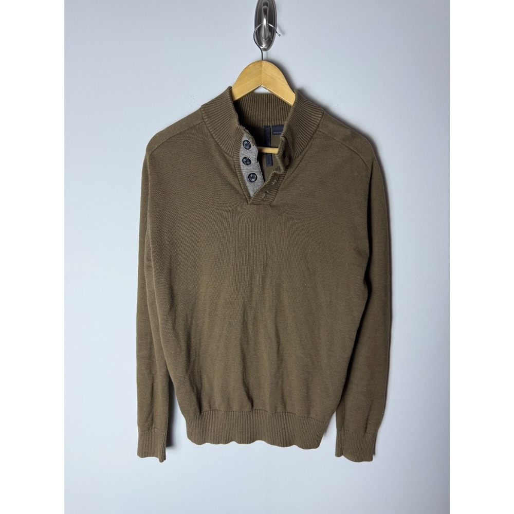 Comune Long Sleeve Knitted‎ Henley Sweater Men's M Brown Button Up